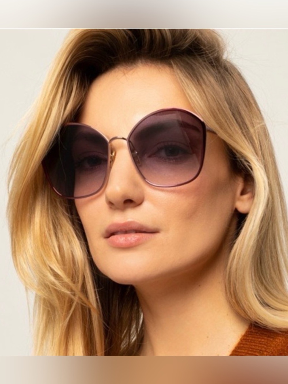 Chloe Purple Gradient Oversized Women's Sunglasses